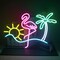 Summer Flamingo & Palm Tree Neon Sign – Wall Decor for Home Bar, Beach Restaurant & Party (16.5" x 12.2")